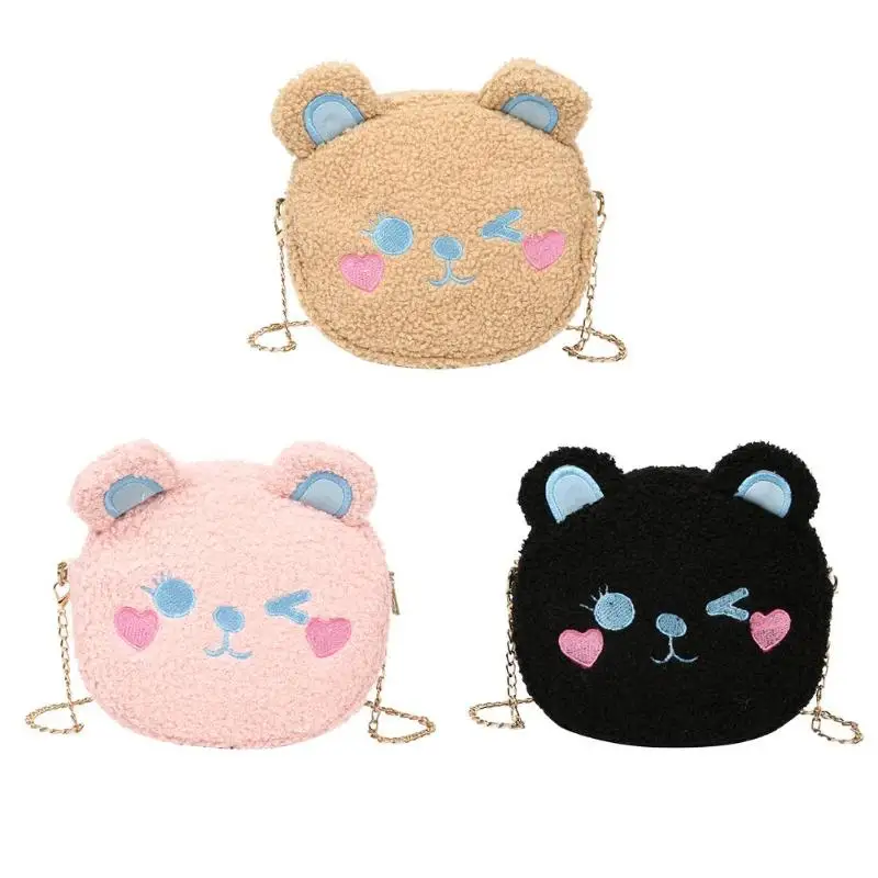 

Hot Sale Handbag Classic Delicate Texture Lovely Plush Crossbody Handbag Women Girl Cute Bear Chain Shoulder Messenger Bag