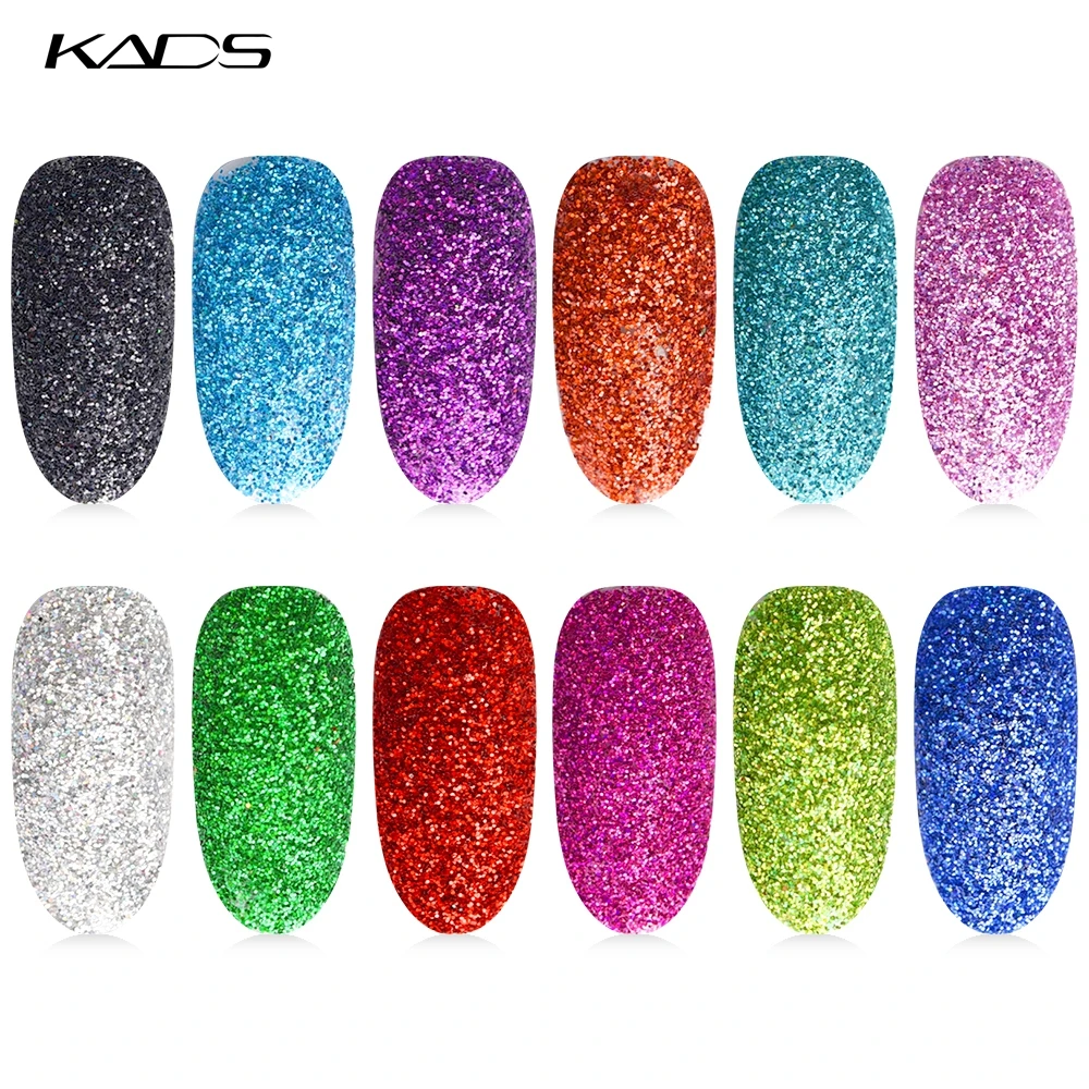Kads 12 модные Цвет high gloss ногтей лазерной Косметическая пудра блеск пыли для Дизайн