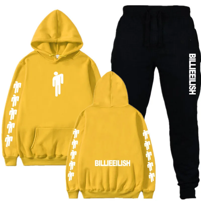 Billie Eilish Piece Tracksuit Women Men Off White Hoodie Sweatshirt Female Sport Pullover Suits Men's Sport Suit Set Tracksuit Billie Eilish Piece Tracksuit Women Men Off White Hoodie Sweatshirt Female Sport Pullover Suits Men's Sport Suit Set Tracksuit