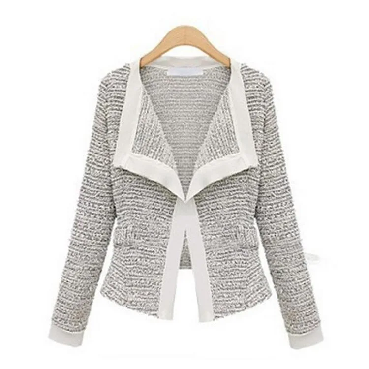 

Autumn Women Cardigan Blazer Gray Coat Stylish Slim Long-sleeved Office Lady Tunic Feminino Vadim Veste Femme Cocostly Blaser