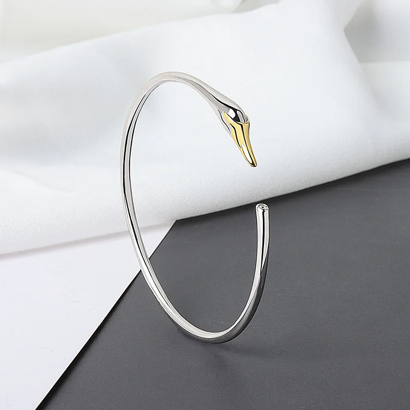 Buyee 925 Sterling Silver Cute Swan Open Bangle Circle Per Donna Girl Family Party Fine Jewelry Bangles