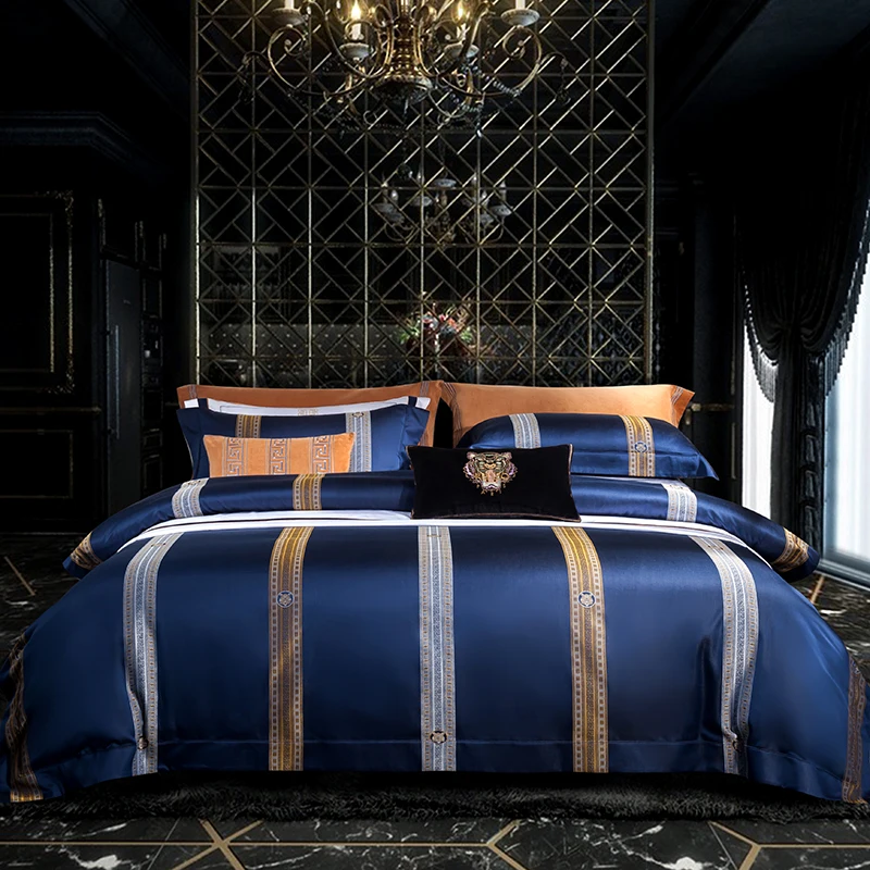 600TC Роскошные жаккардовые постельного белья king size 4/5 шт. Египетский хлопок сатин