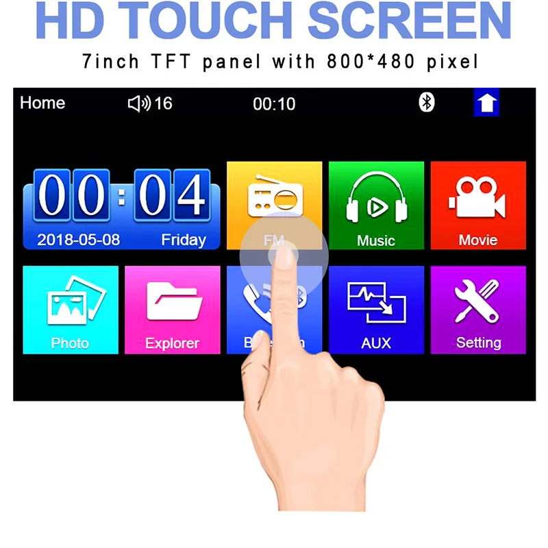 2 Din автомобильное радио HD 7 &quotсенсорный экран стерео Bluetooth FM ISO Power SD USB Aux вход Mp5