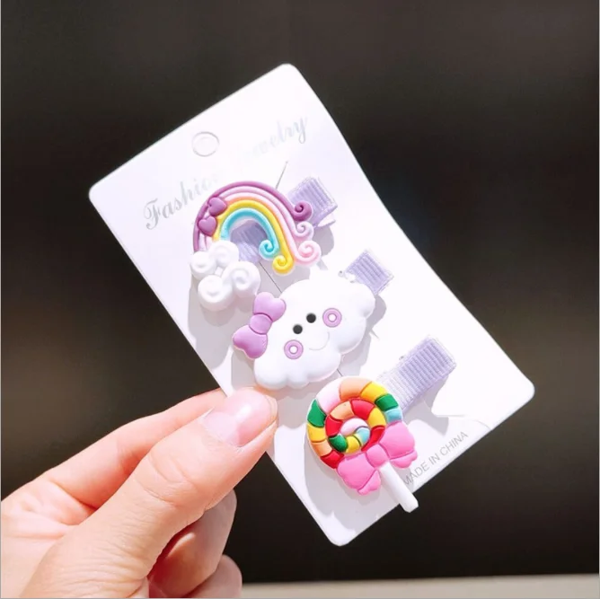 1 Set Of New Girl Cute Cartoon Fruit Animal ColorfulHairpin Iittle Girl Side Clip BB Hairpin Baby Fashion Hair Accessories