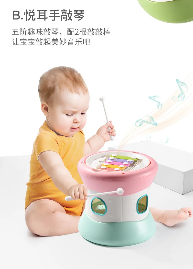 Children Music Double-Sided Music Drum Fun Bead-stringing Toy Children Strange New Educational Toy