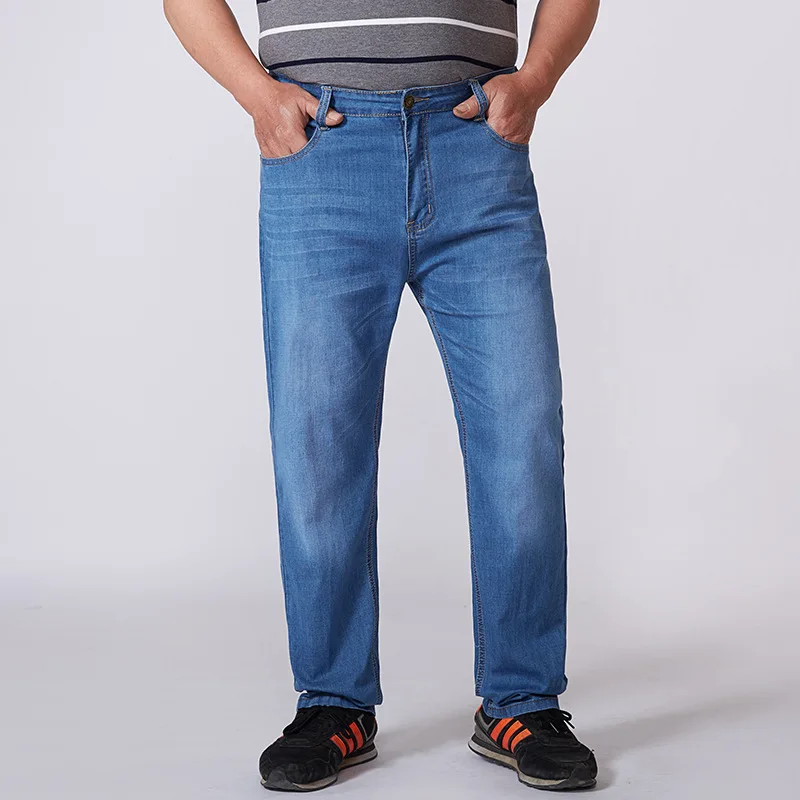 New Summer And Autumn Casual Plus High Waist Loose Fat Loose Straight Jeans Large Size Jeans Men