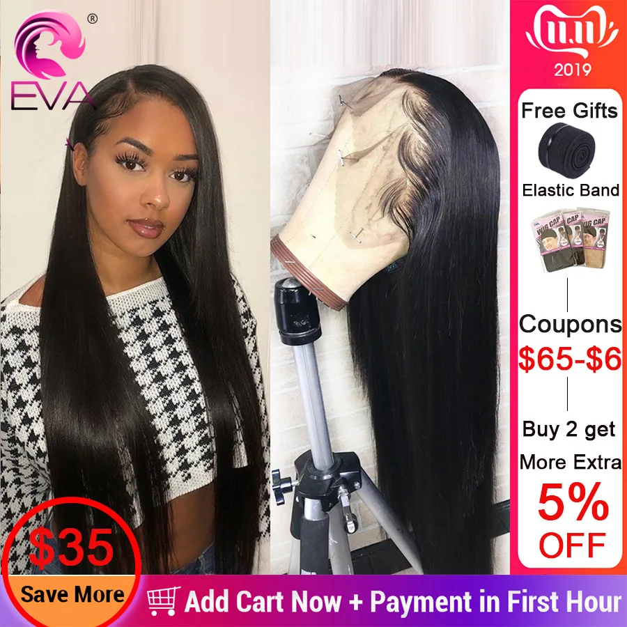Billig Eva 360 Spitze Frontal Perücke Pre Gezupft Mit Baby Haar Glueless Gerade Spitze Frontal Menschenhaar Perücken Gebleichte Knoten Brasilianische remy
