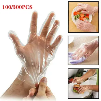 

Top Quality 100/300PCS Plastic Clear Disposable Gloves Food Cleaning Catering Beauty Wholesale Quick delivery Dropshipping