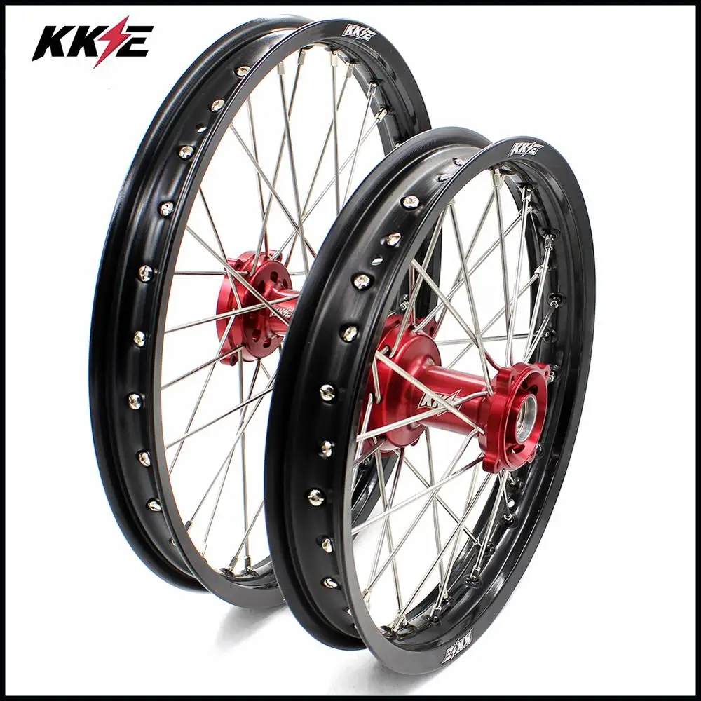 KKE 19& 16 спицевые колеса детский большой обод Набор для HONDA CR80R 1993-2002 CR85R 2003-2008 колеса красный CNC ступицы