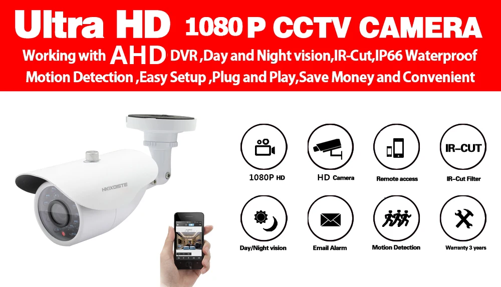 Камера SONY AHD 2MP 1080P HD ночного видения CCTV камера Инфракрасный наружный водонепроницаемый монитор безопасности камера обнаружения движения сигнализация