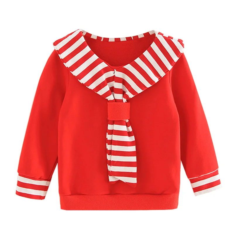 От 2 до 8 лет зимняя одежда для малышей милые толстовки в полоску с длинными рукавами для маленьких девочек красное повседневное хлопковое пальто с капюшоном теплая одежда