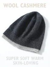 

Cashmere 35% Knit Caps New Fashion Double Layer Hem Deco Unisex Beanies 2022 Wool Blend Warm Hat Soft Cozy Spring Outdoor Casual