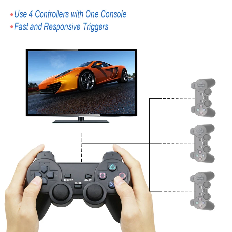 Беспроводной геймпад для sony PS2 контроллер для Playstation 2 Консоль джойстик полное колебание Shock Joypad Беспроводное управление
