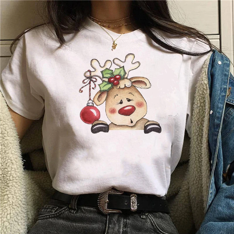 Клетчатая футболка с Рождеством, женская модная Милая футболка с графическим рисунком, Kawaii, хипстерская футболка, Camiseta Mujer - Цвет: 2798