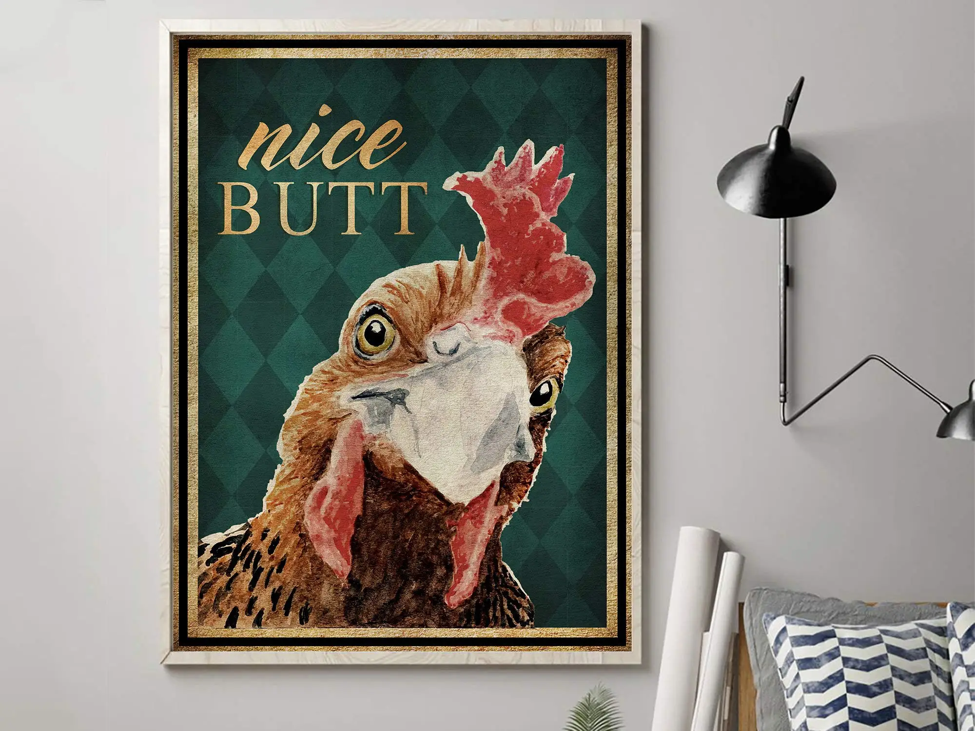 

Nice Butt Cock Poster, Chicken Wall Decoration, Animal Sign for Home, Retro Cock Art, Print Wall Art, Vintage Poster Gift, Chick