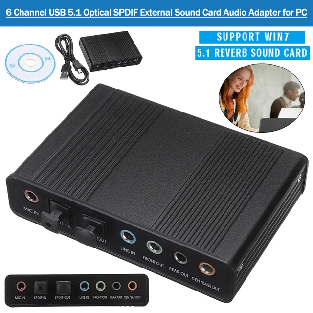 6 Channel Externe Sound Carte 5.1 Tour Son USB 2.0 Externe S/Pdif