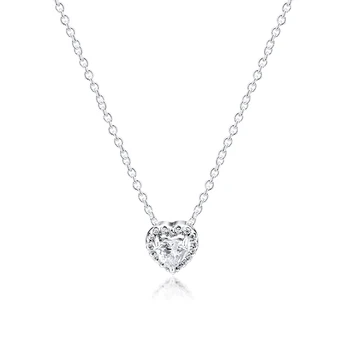 

2019 Winter Christmas Gift 925 Sterling Silver Sparkling Heart Pendant Necklace with CZ Silver 925 Jewelry Necklaces for Women