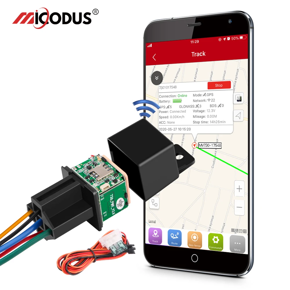 MiCODUS 릴레이 GPS 트래커 자동차 MV730 9-90V 컷 연료 ACC 감..