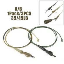 

3pcs/pack Fishing Lead Core 75cm Green/Brown PE Ready Tied Helicopter Chod Rig Braided Lead Core Carp Leader Line