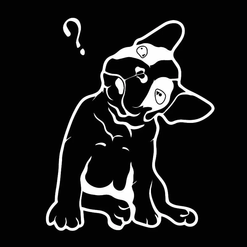 YJZT 12,8X16,2 см Французский бульдог милый щенок вопрос знак автомобиля виниловые наклейки, переводной рисунок черный/серебристый C24-1501 - Название цвета: Серебристый