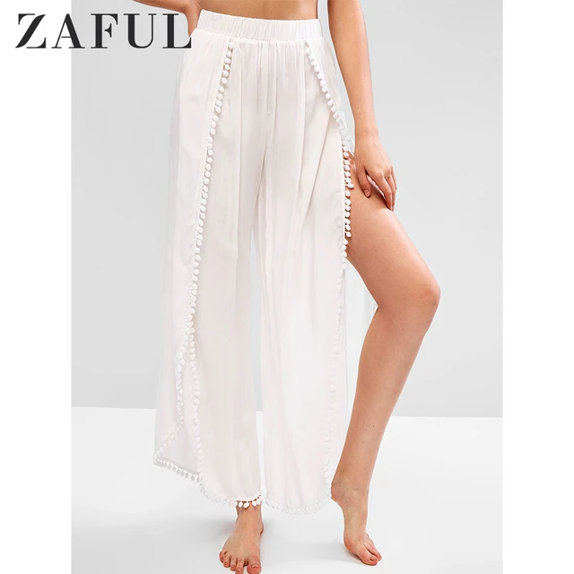 Sheer Beach Pants w/ Side Slits, Women's Fashion, Bottoms, Other Bottoms on  Carousell