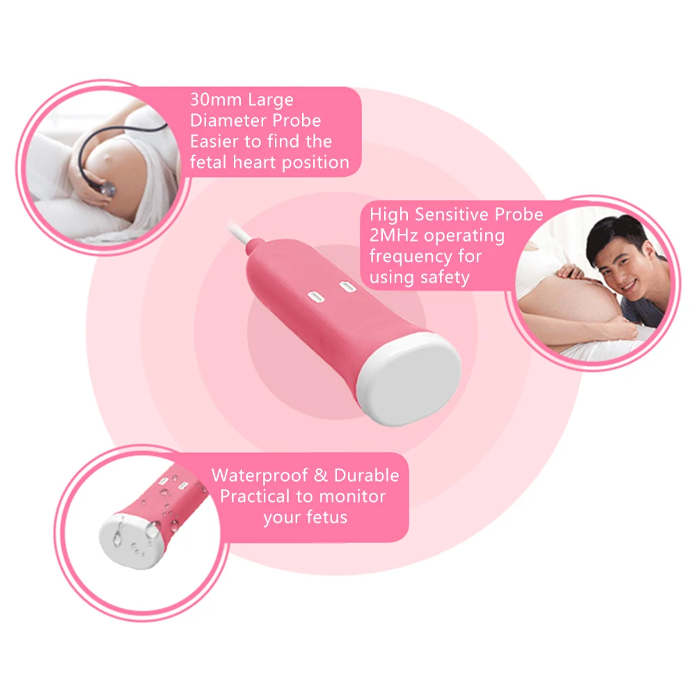 Ultrasound Fetal Doppler Heartbeat Detector Portable Pregnant Baby Heart Rate Monitor 2.0MHz Pocket Doppler