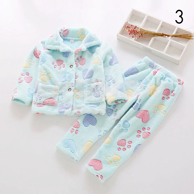 INPEPNOW Flannel Sleepwear Kids Homewear Baby Pajamas for Girls Children's Pajamas for Boys Christmas Pjs Clothes 2-14 Years - Цвет: 3