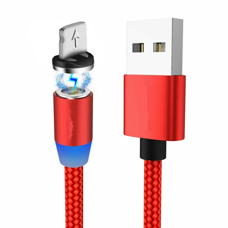 UGI 3A 360 ° Магнитный кабель Micro usb type C для быстрой зарядки, магнитное зарядное устройство USB C для samsung huawei P20 Xiaomi iphone 5 6 7 X - Цвет: RED IOS