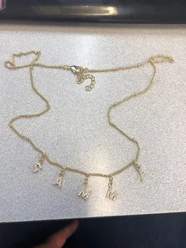 

Zircon Pave Letter Necklaces Personalized Custom Name Necklaces with names Balls Chain Necklaces NLK120 6mm Letters