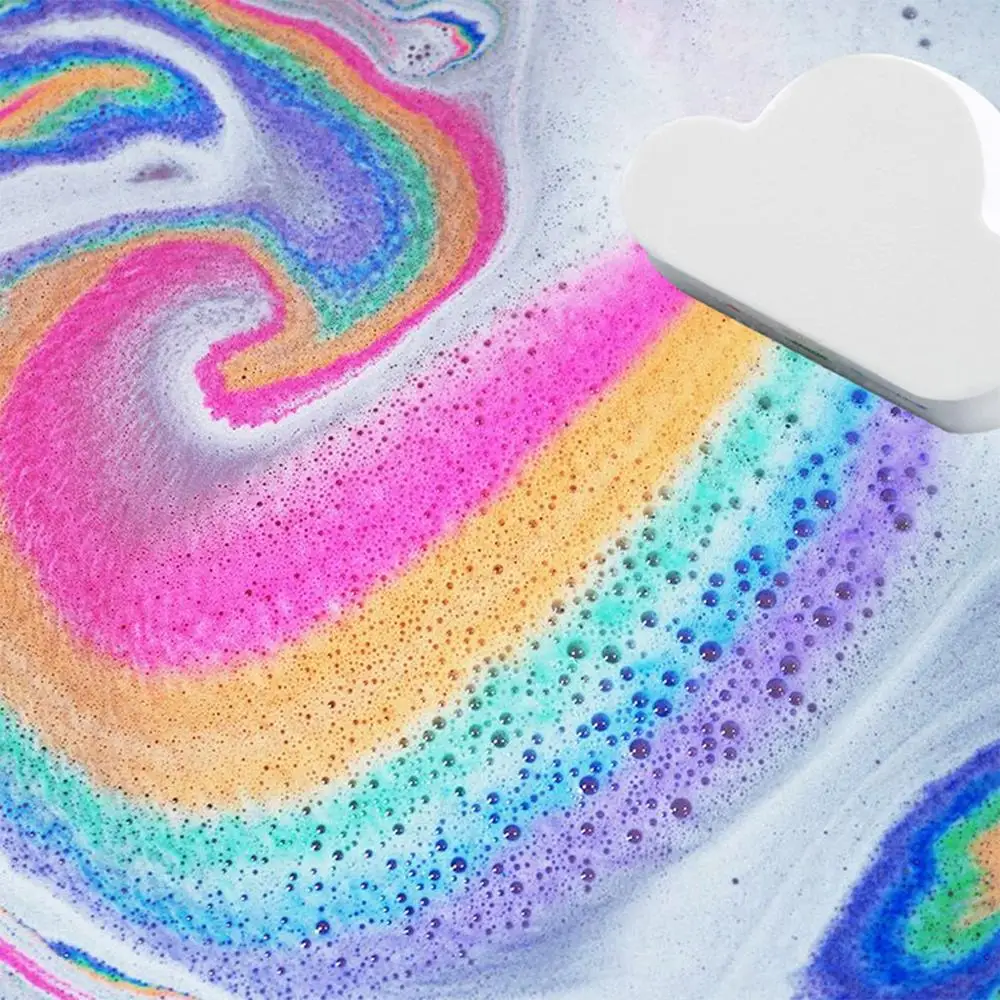

5Pcs Rainbow Natural Bubble Large Bath Bombs Multicolor Cloud Shaped SPA Salt Ball Moisturizing Essential Oil Body Skin Cleaner