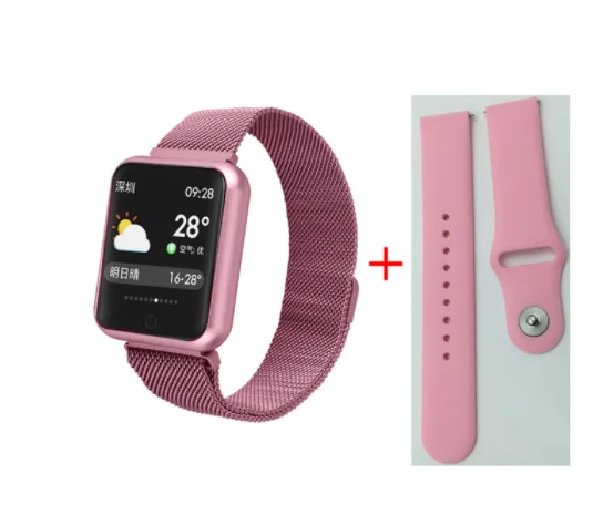 P68 add pink strap Спортивные IP68 Смарт-часы P68 фитнес-браслет трекер активности пульсометр кровяное давление для ios Android apple iPhone 6 7 - Цвет: P68 add pink strap