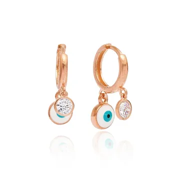 

Enamel Evil Eye Design Turkish Handmade 925 Sterling Silver Dangle Earrings Shaker Dangle Evil Eye Earring