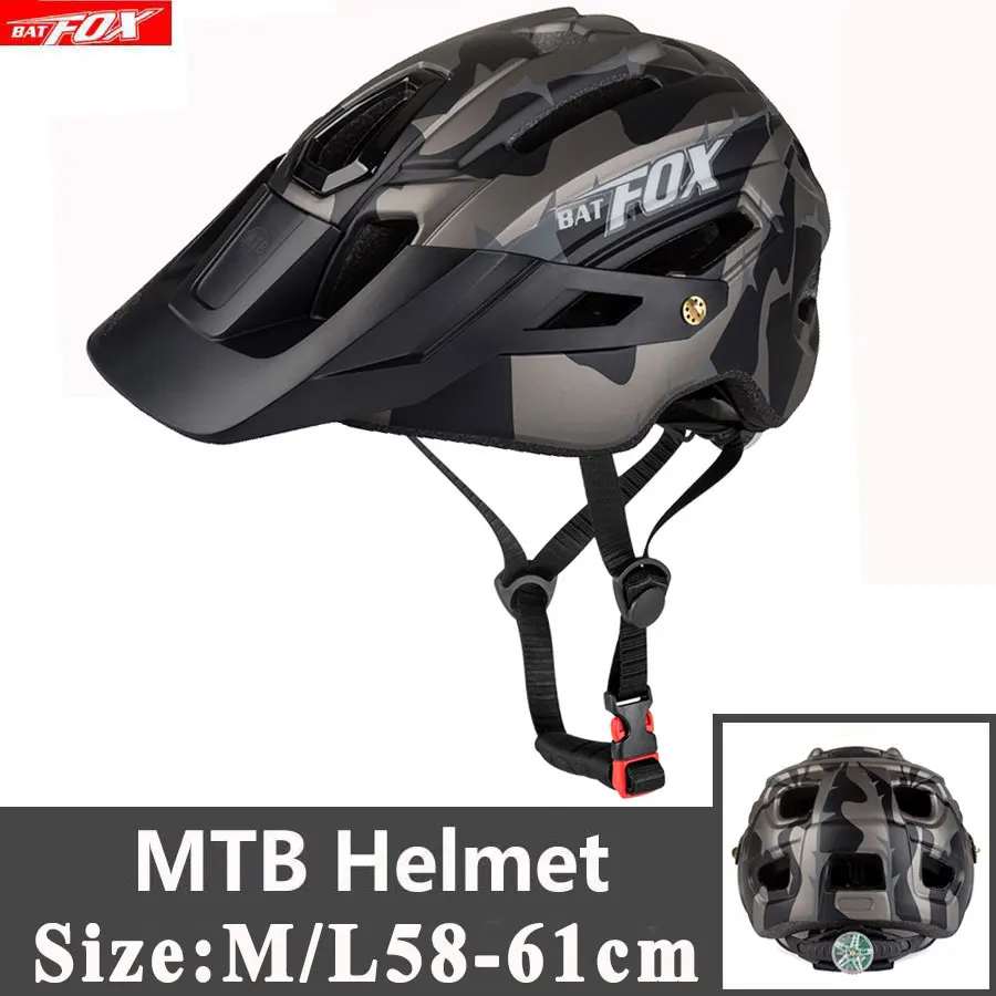 BATFOX для мужчин и женщин велосипедный шлем TRAIL XC велосипедный шлем In-mold MTB велосипедные шлемы дорожный горный+ защитный колпачок светильник велосипедный шлем - Цвет: M-279-B
