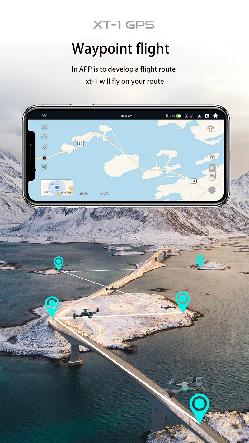 XT-1 gps складной четырехосный Дрон интеллектуальное позиционирование HD профессиональная воздушная модель самолета с дистанционным управлением