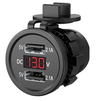 

Waterproof Power Outlet Auto Charger Digital Display Socket Adapter Car Motorcycle Durable Accessories Dual USB Mobile Phone