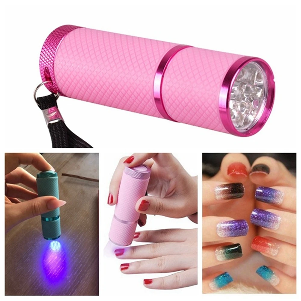 

Portable Mini LED Nail Dryer UV Lamp For Nails Gel Polish 9 Beads Ultraviolet Curing Lamp For Manicure Flashlight Nail Art Tools