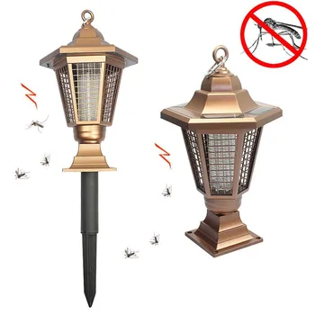 

2020 Portable Repellent Killer Pest Control Solar Powered Led Light Mosquito Pest Bug Zapper Insect Killer Lamp Garden Gold