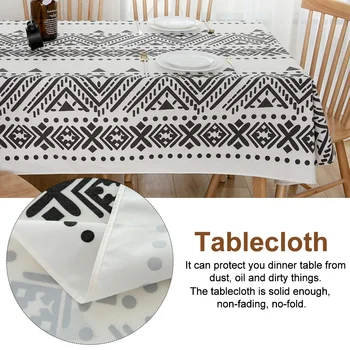 

Kitchen Oilproof Rectangular Cover Reusable Anti Dirt Restaurant Geometric Pattern Moroccan Style Table Cloth Washable Elegant