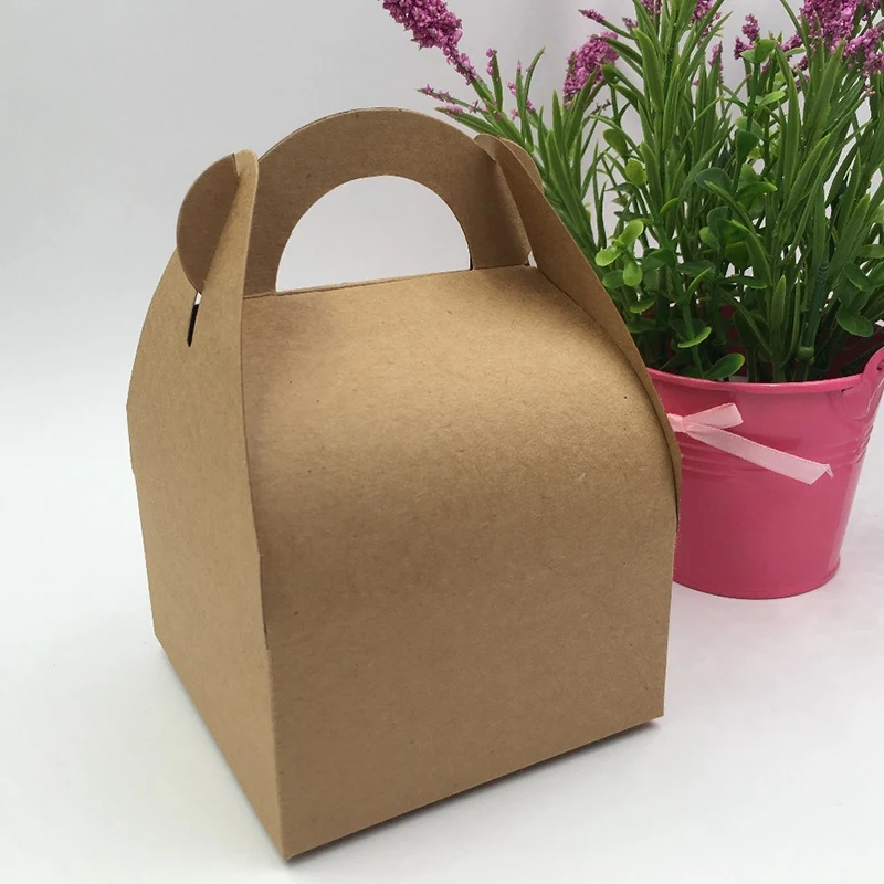 

Top-30 / Batch Natural Brown Kraft Paper Box Cowhide Square Portable Box Cake Box West Point Box Snack Box