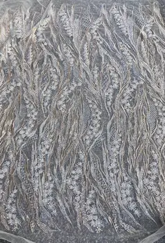 

luxury African French Lace Fabric ZH-668811 good looking Embroidered Tulle Lace Fabric with beads