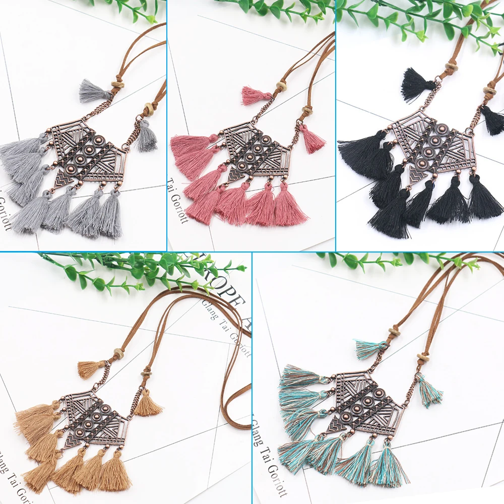 Женское Ожерелье в этническом панк стиле с перьями винтажная Длинная подвеска