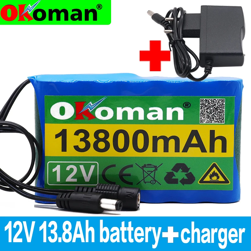

Original Portable Super 12V 13800mah battery Rechargeable Lithium Ion battery pack capacity DC 12.6v 13.8Ah CCTV Cam Monitor