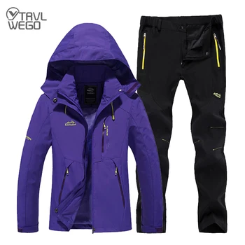 

TRVLWEGO Women Outdoor Summer Climbing Trekking Camping Hiking Fishing Hoodie Jackets + Waterproof Mountaineering Trousers Sets