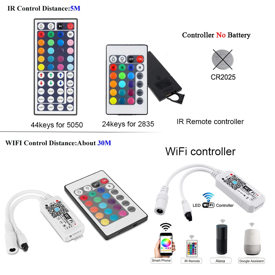 Wifi Светодиодный светильник 10 м 5 м SMD диодный светодиодный ленточный RGB 2835 5050 водонепроницаемый светодиодный ленточный и пульт дистанционного управления с адаптером