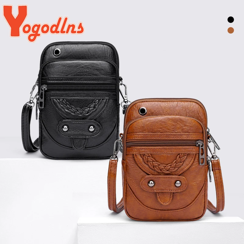 Yogodlns Multi-Functional Soft PU Leather Small Shoulder Bag For Women Vintage Crossbody Bag Cash Purse Cell phone Bag