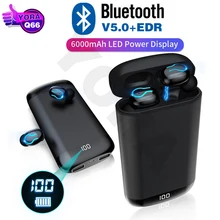 Q66 Bluetooth наушники HD стерео двойной микрофон беспроводные V5.0 наушники спортивная водонепроницаемая гарнитура с 6000 мАч зарядным устройством