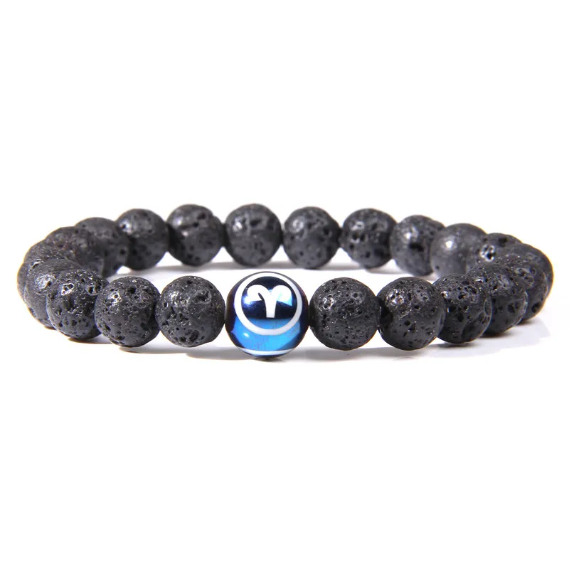 Модный тренд 12 браслет Созвездие натуральная черная лава синие стеклянные
