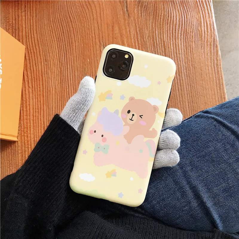 Милый мультяшный Единорог медведь чехол для телефона для iphone 11 Pro Max 8 7 Plus XR X XS Max Модный мягкий IMD силиконовый матовый чехол
