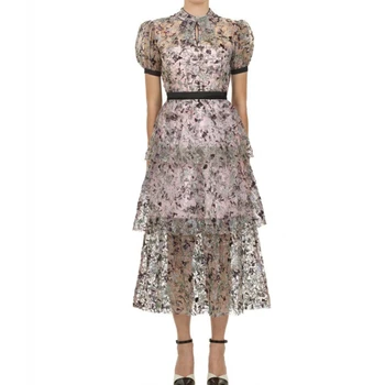 

woman mesh dress high quality embroidered dresses 2020