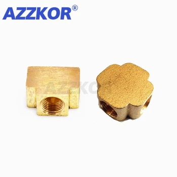 

1PC 1/8" 1/4"PT Brass Female Thread Square Three / four-way Connector Copper Pipe Hose Tube Cube Joint Pneumatic Fittings